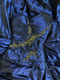 Vintage Mermaid Sweetheart 70s Sleeveless With Silver Beads Royal Blue Taffeta Long Prom Dresses Formal Evening Gowns HZ0311