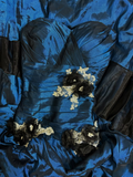 Vintage Mermaid Sweetheart Navy Blue 70s Sleeveless With Ruffles Long Prom Dresses Formal Evening Gowns HZ0311
