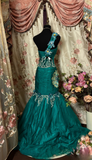 Vintage Mermaid One Shoulder Dark Green Sleeveless Long Prom Dresses Formal Party Teens Evening Gowns HZ0311