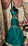 Vintage Mermaid One Shoulder Dark Green Sleeveless Long Prom Dresses Formal Party Teens Evening Gowns HZ0311