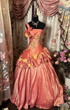 Dazzling Ball Gown One Shoulder Pink With Appliques Ruffle Layers Long Quinceanera Dresses Sweet 15 16 Birthday Gown HZ0311