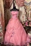 Dazzling Ball Gown Spaghetti Strap Pink Tulle With Appliques Ruffle Layers Long Quinceanera Dresses Sweet 15 16 Birthday Gown HZ0311