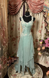 Gorgeous A Line Chiffon Blue Appliques 60s Sleeveless With Ruffles Long Prom Dresses Formal Evening Gowns HZ0311