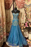 Gorgeous Mermaid Sweetheart With Gold Appliques 60s Sleeveless With Lace Long Prom Dresses Formal Evening Gowns HZ0311