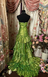 Vintage Ball Gown High Low Strapless Green Prom Dresses Formal Party Teens Evening Gowns HZ0311