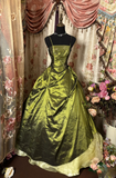 Dazzling Ball Gown Spaghetti Strap Olive Green With Beads Ruffle Layers Long Quinceanera Dresses Sweet 15 16 Birthday Gown HZ0311