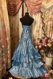 Gorgeous Mermaid Strapless With Feathers 80s Sleeveless Long Prom Dresses Formal Evening Gowns HZ0311