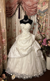 Retro Ball Gown Sweetheart Taffeta Ivory 80s Fitted Corset Bride Gown Long Wedding Dresses Brides Dress HZ0311