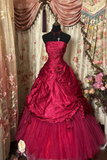 Dazzling Ball Gown Strapless Fuchsia Pink With Ruched Ruffle Long Quinceanera Dresses Sweet 15 16 Birthday Gown HZ0311