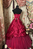 Dazzling Ball Gown Strapless Fuchsia Pink With Ruched Ruffle Long Quinceanera Dresses Sweet 15 16 Birthday Gown HZ0311