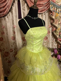 Noble Ball Gown Spaghetti Strap Bud Green With Ruched Ruffles Long Quinceanera Dresses Sweet 15 16 Birthday Gown HZ0311