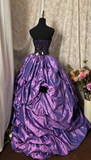 Noble Ball Gown Strapless Grape Taffeta With Ruched Ruffles Long Quinceanera Dresses Sweet 15 16 Birthday Gown HZ0311