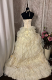 Retro Ball Gown Halter Sleeveless Appliqued Ruffles 80s Fitted Corset Bride Gown Long Wedding Dresses Brides Dress HZ0311