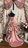 Vintage Prom Dress Outfit Ball Gown Spaghetti Straps Pink Long Prom Dresses Formal Evening Gowns HZ0311