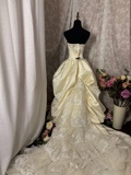 Vintage Ball Gown Strapless 60s Taffeta Ivory Lace With Appliqued Long Bride Dress Long Bride Dress Classy Wedding Dresses HZ0311