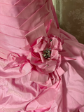Princess Ball Gown Strapless Pink With Beaded Ruffles Ruched Long Aesthetic Quinceanera Dresses Sweet 15 16 Birthday Gown HZ0311