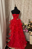 Vintage Prom Dress Outfit High Low Strapless Multi Layers Long 90s Prom Dresses Formal Evening Gowns HZ0311