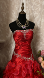 Vintage Prom Dress Outfit Mermaid Strapless Dark Purple Ruched Long 90s Prom Dresses Formal Evening Gowns HZ0311