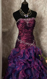 Vintage Prom Dress Outfit Mermaid Strapless Dark Purple Ruched Long 90s Prom Dresses Formal Evening Gowns HZ0311