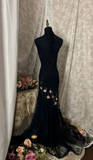 Vintage Prom Dress Outfit Mermaid One Shoulder Black With Silver Beaded Long 90s Prom Dresses Formal Evening Gowns HZ0311