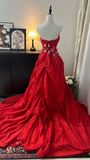 Vintage Prom Dress Outfit Mermaid Sweetheart Red With Sequins Appliques Long 90s Prom Dresses Formal Evening Gowns HZ0311
