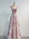 Modest Prom Dress Outfit Ball Gown Sweetheart Pink Lace Floral Tulle Long Prom Dresses Formal Evening Gowns HZ0311