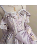 Vintage Prom Dress Outfit Ball Gown Spaghetti Strap Lilac Lace Long Prom Dresses Formal Evening Gowns HZ0311