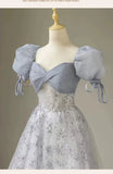 Gorgeous A Line Sweetheart Blue Tulle Sequins Prom Dresses Formal Party Teens Evening Gowns HZ0311