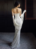 Gorgeous Mermaid Sweetheart White Beads Sequins Prom Dresses Formal Party Teens Evening Gowns HZ0311