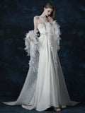 Sexy Mermaid Sweetheart With Silver Beads Gem Long Summer Bride Dress Long Bride Dress Classy Wedding Dresses HZ0311