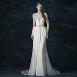 Sexy Mermaid Sweetheart With Silver Beads Gem Long Summer Bride Dress Long Bride Dress Classy Wedding Dresses HZ0311