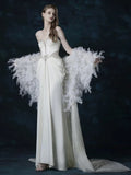 Sexy Mermaid Sweetheart With Silver Beads Gem Long Summer Bride Dress Long Bride Dress Classy Wedding Dresses HZ0311