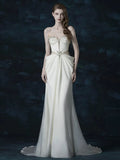 Sexy Mermaid Sweetheart With Silver Beads Gem Long Summer Bride Dress Long Bride Dress Classy Wedding Dresses HZ0311