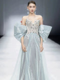 Gorgeous Mermaid Sweetheart Blue Sequins With Gem Beads Prom Dresses Formal Party Teens Evening Gowns HZ0311