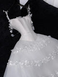 Fairy-tale Ball Gown Spaghetti Straps Tulle Beaded Fitted Wedding Dress Bride Gowns Wedding Dresses HZ0311