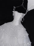 Fairy-tale Ball Gown Spaghetti Straps Tulle Beaded Fitted Wedding Dress Bride Gowns Wedding Dresses HZ0311