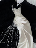 Fairy-tale Fairy-tale Mermaid Sweetheart Satin Beaded Fitted Wedding Dress Bride Gowns Wedding Dresses HZ0311