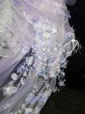 Modest Prom Dresses Ball Gown Strapless With Flowers Tulle Lilac Fashion Long Prom Dresses Party Gowns HZ0311