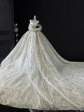 Luxury Ball Gown Sweetheart Sequins Beaded Fitted Corset Wedding Dress Bride Gowns Wedding Dresses HZ0311