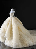Luxury Ball Gown Strapless Tulle Fitted Corset Wedding Dress Bride Gowns Wedding Dresses HZ0311