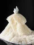 Luxury Ball Gown Strapless Tulle Fitted Corset Wedding Dress Bride Gowns Wedding Dresses HZ0311