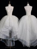 Classy Ball Gowns High Low Strapless White Tulle Prom Dresses Graduation Gown 20th Birthday Outfits HZ0311