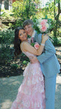 Beautiful Ball Gown Sweetheart Pink Lace Slit Prom Dresses Inspiration Prom Gown Princess Senior Graduation Dress HZ0311
