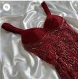 Modest Mermaid Sweetheart Burgundy Tulle With Beads For Women Party Dress Long Formal Prom Dresses 22th Birthday Outfits HZ0311