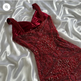 Modest Mermaid Sweetheart Burgundy Tulle With Beads For Women Party Dress Long Formal Prom Dresses 22th Birthday Outfits HZ0311