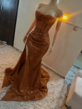 Stunning Mermaid Sweetheart Red Slit Sequin Prom Dresses Inspiration Prom Dress Princess Graduation Dress HZ0311