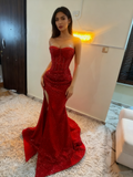 Stunning Mermaid Sweetheart Red Slit Sequin Prom Dresses Inspiration Prom Dress Princess Graduation Dress HZ0311