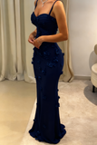 Modest Mermaid Spaghetti Straps Light Sky Blue Long Prom Dresses Party Dress 21st Birthday Outfits Graduation Dress HZ0311