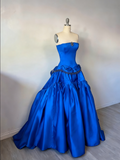 Vintage Ball Gown Strapless Burgundy Sleeveless Satin 90s Classy Prom Dresses Inspiration Party Dress Princess Graduation Dress HZ0311