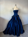 Vintage Ball Gown Strapless Burgundy Sleeveless Satin 90s Classy Prom Dresses Inspiration Party Dress Princess Graduation Dress HZ0311
